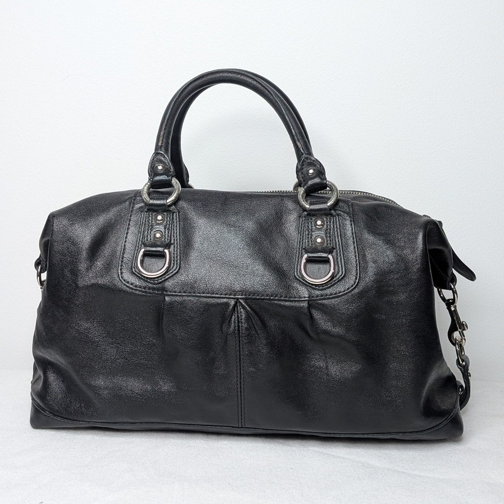 Coach Ashley Convertible Leather Satchel Hand Shoulder Bag Purse Black - Picture 5 of 15